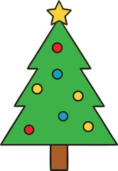 Christmas Tree on White Background, Festive Holiday Decoration, Minimalist Xmas Pine