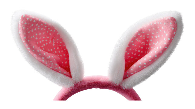 Whimsical Easter Bunny Ears: A charming close-up of fluffy bunny ears, featuring a pink polka dot interior and a plush, inviting texture. It evokes a feeling of childhood and playful seasonal charm.