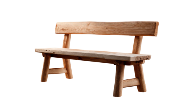 Rustic Bench in Nature's Embrace: A beautifully crafted wooden bench stands as a testament to simplicity and serenity, offering a moment of repose amidst the tranquility of nature. 