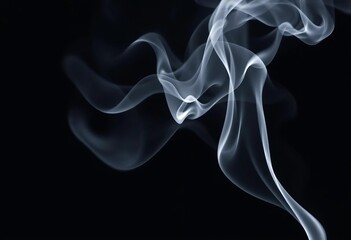 Wispy white smoke trails, ethereal and delicate against a dark background,  magical,  puff