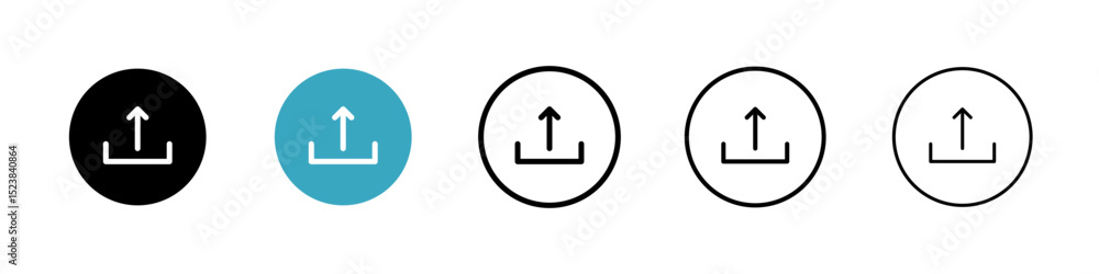 Poster upload icons in multiple styles set. vector illustration