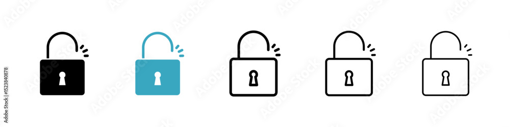 Poster unlock icons in multiple styles set. vector illustration