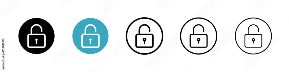 Poster unlock icons in multiple styles set. vector illustration