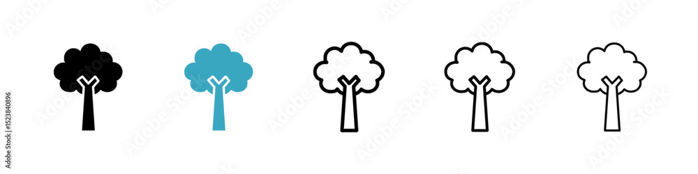 Poster tree icons in multiple styles set. vector illustration