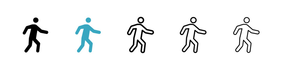 Walk icons in Multiple Styles Set. Vector Illustration
