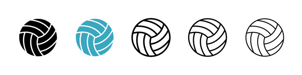 Volley ball icons in Multiple Styles Set. Vector Illustration
