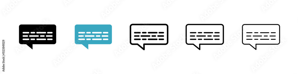 Poster subtitles icons in multiple styles set. vector illustration