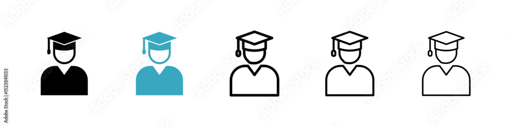 Poster student icons in multiple styles set. vector illustration