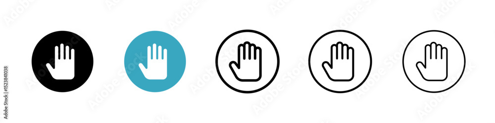 Poster stop icons in multiple styles set. vector illustration