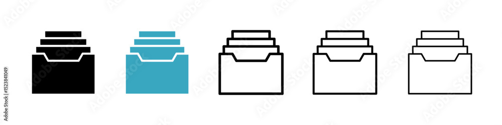 Poster store files icons in multiple styles set. vector illustration