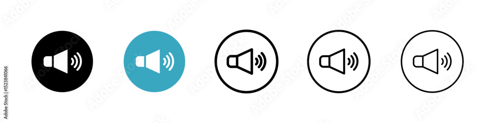 Aufkleber speaker icons in multiple styles set. vector illustration