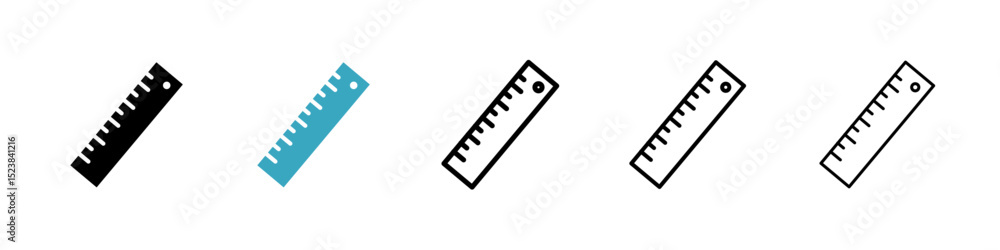 Poster ruler icons in multiple styles set. vector illustration
