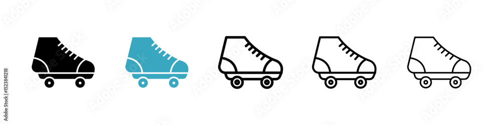 Poster roller skates icons in multiple styles set. vector illustration