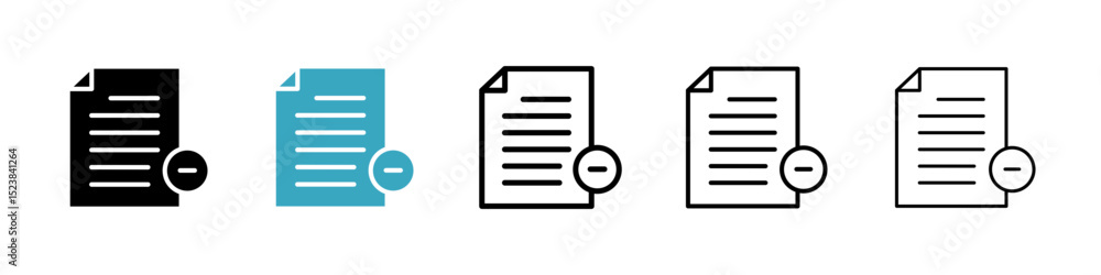 Poster remove file icons in multiple styles set. vector illustration