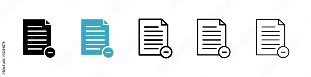 Poster remove document icons in multiple styles set. vector illustration