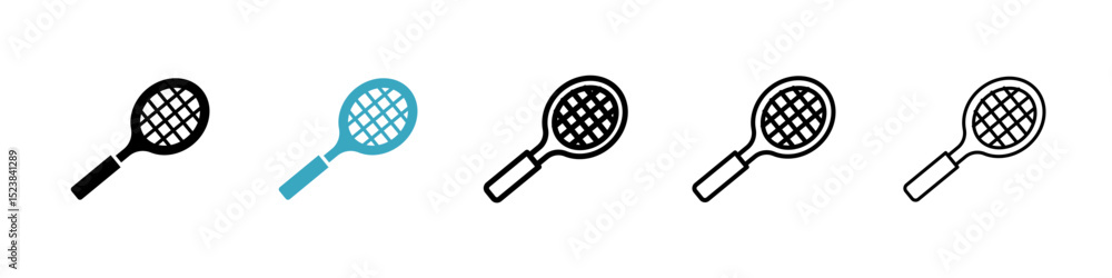 Poster racket icons in multiple styles set. vector illustration
