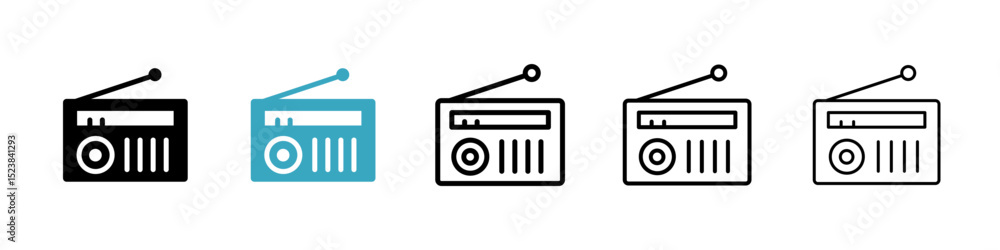 Poster radio icons in multiple styles set. vector illustration