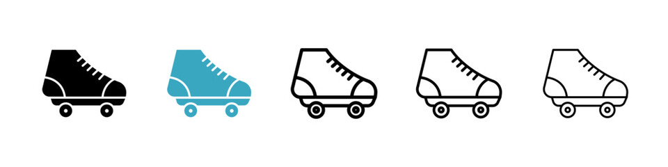 Roller skates icons in Multiple Styles Set. Vector Illustration