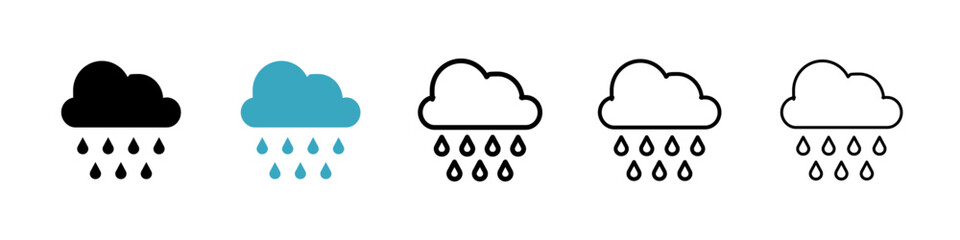 Rain icons in Multiple Styles Set. Vector Illustration