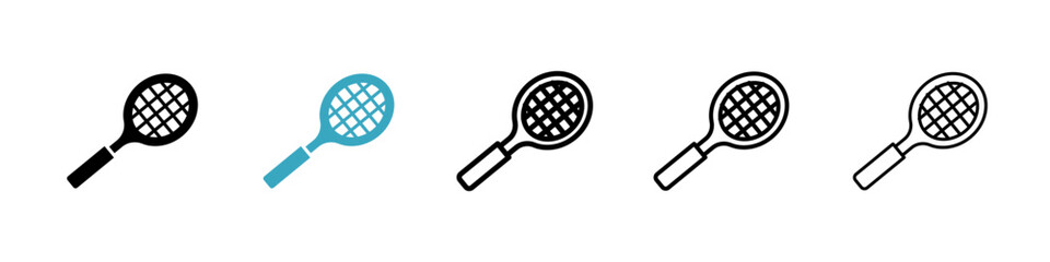 Racket icons in Multiple Styles Set. Vector Illustration