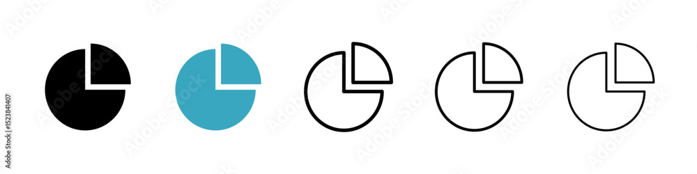 Poster pie chart icons in multiple styles set. vector illustration