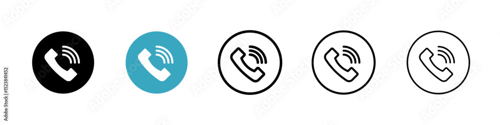 Poster phone call icons in multiple styles set. vector illustration