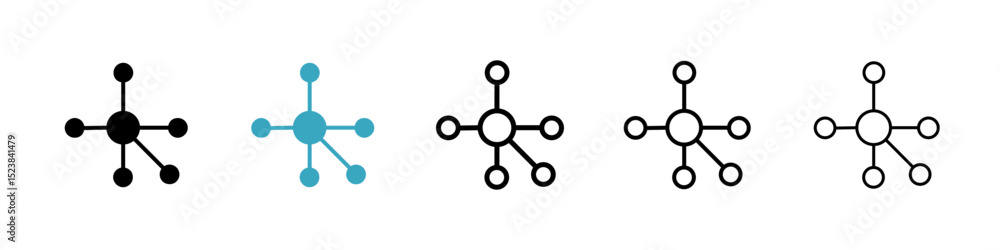 Aufkleber particle icons in multiple styles set. vector illustration