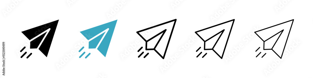 Poster paper plane icons in multiple styles set. vector illustration