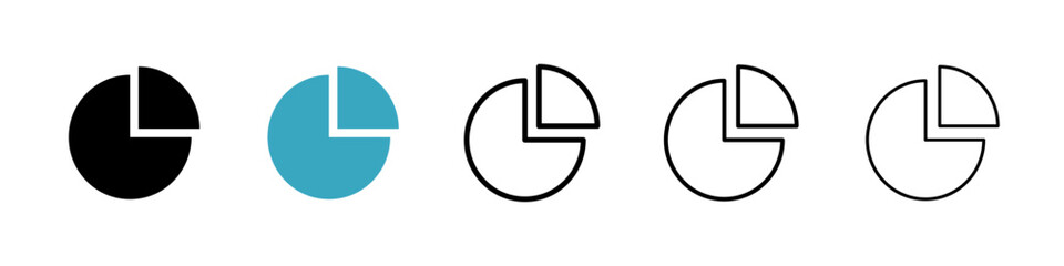 Pie chart icons in Multiple Styles Set. Vector Illustration