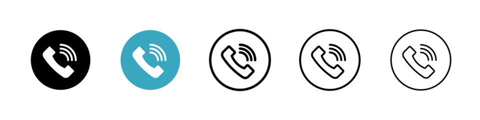 Phone call icons in Multiple Styles Set. Vector Illustration