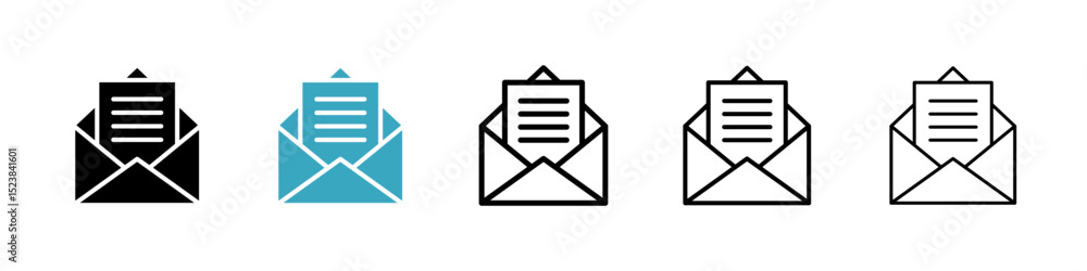 Poster newsletter icons in multiple styles set. vector illustration