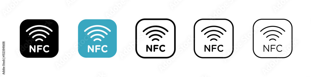 Poster nfc icons in multiple styles set. vector illustration