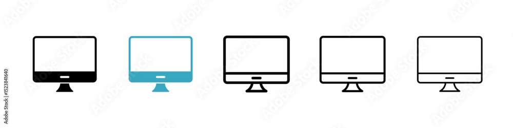 Poster monitor icons in multiple styles set. vector illustration