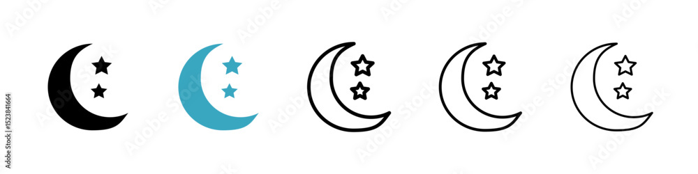 Poster moon icons in multiple styles set. vector illustration