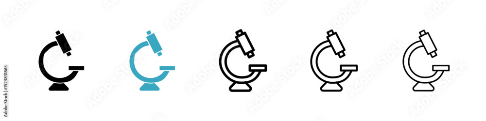 Poster microscope icons in multiple styles set. vector illustration