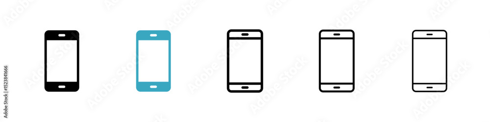 Poster mobile icons in multiple styles set. vector illustration