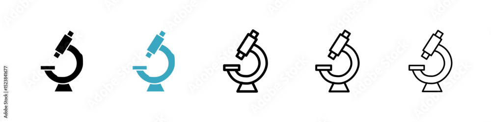 Aufkleber microscope icons in multiple styles set. vector illustration
