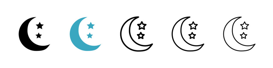 Moon icons in Multiple Styles Set. Vector Illustration