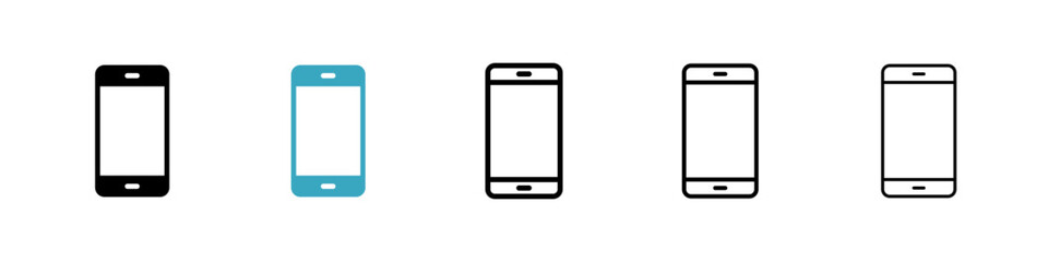 Mobile icons in Multiple Styles Set. Vector Illustration