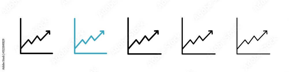 Poster line chart icons in multiple styles set. vector illustration