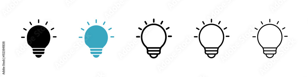 Aufkleber light bulb icons in multiple styles set. vector illustration