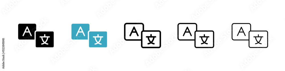 Poster language icons in multiple styles set. vector illustration