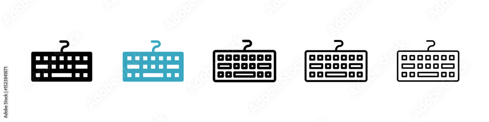 Aufkleber keyboard icons in multiple styles set. vector illustration