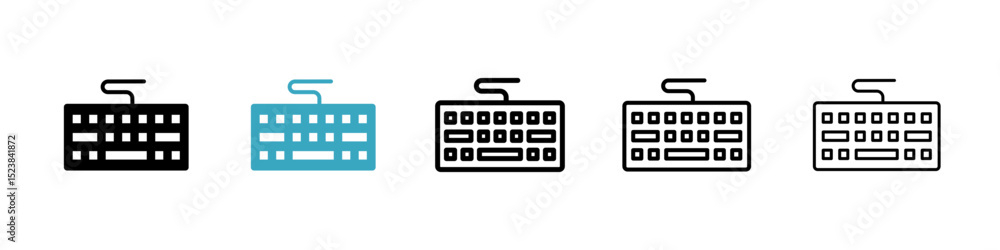 Aufkleber keyboard icons in multiple styles set. vector illustration