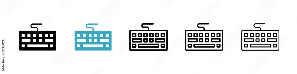 Poster keyboard icons in multiple styles set. vector illustration