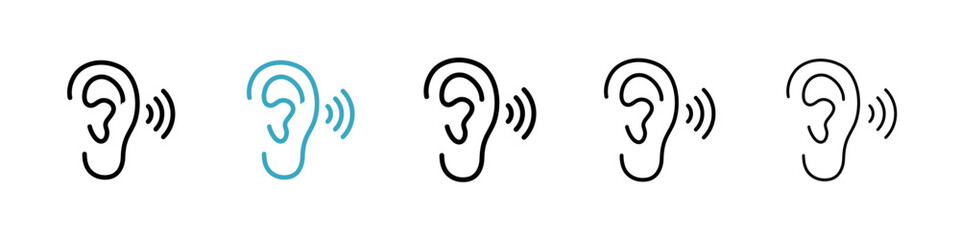 Listening icons in Multiple Styles Set. Vector Illustration