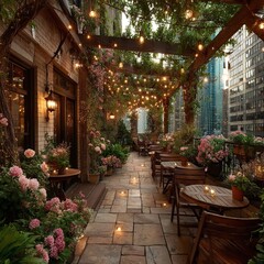 NYC Rooftop Patio at Night.