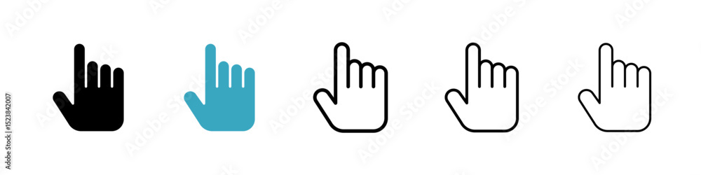 Poster hand pointer icons in multiple styles set. vector illustration