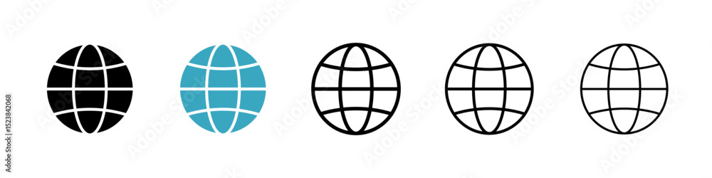 Poster globe icons in multiple styles set. vector illustration