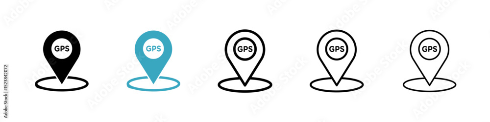 Poster gps icons in multiple styles set. vector illustration